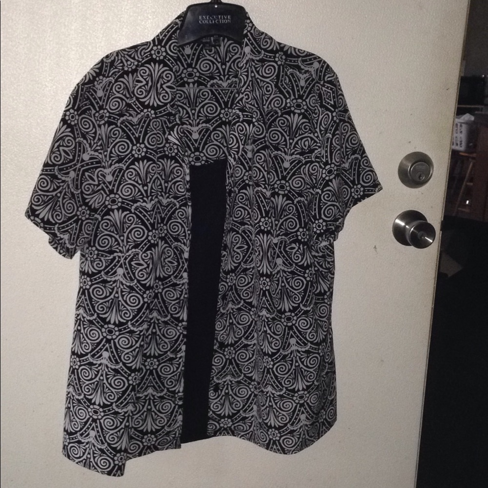 Black and White Faux 2-piece Blouse
